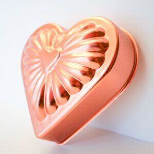 Vintage Copper Heart Shaped Mold, Retro Kitchen Decor